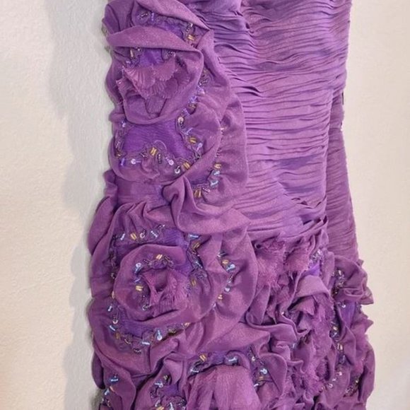 NWT Terani Couture Beaded One Shoulder Bodycon Plum Mini Dress Party Size 8 - Picture 3 of 9